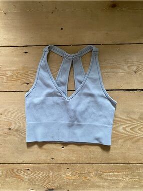 Yogalicious Grey Ribbed V-Neck Racerback Sportsbra